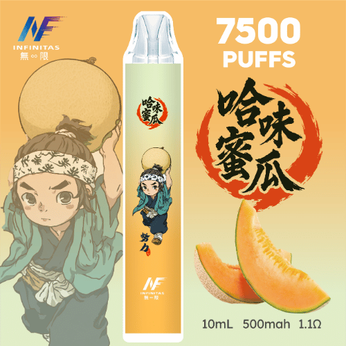 綠肉哈密瓜現切爆汁!INF無限拋棄式7500口哈密瓜:拒絕化學泡泡糖,還原成熟網紋瓜香